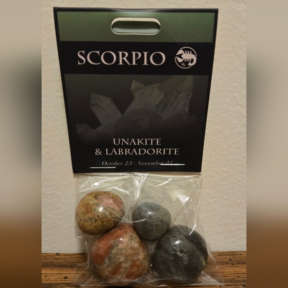 Scorpio Zodiac Unakite & Labradorite Stones - Picture 1 of 2